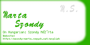 marta szondy business card